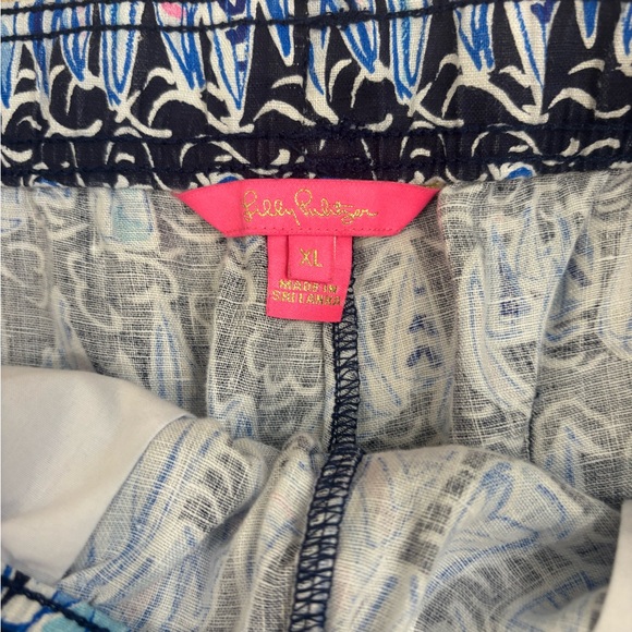 Lilly Pulitzer Taron Linen Pants in the Low Tide Navy Sails, 24” inseam, Sz XL - Picture 5 of 6
